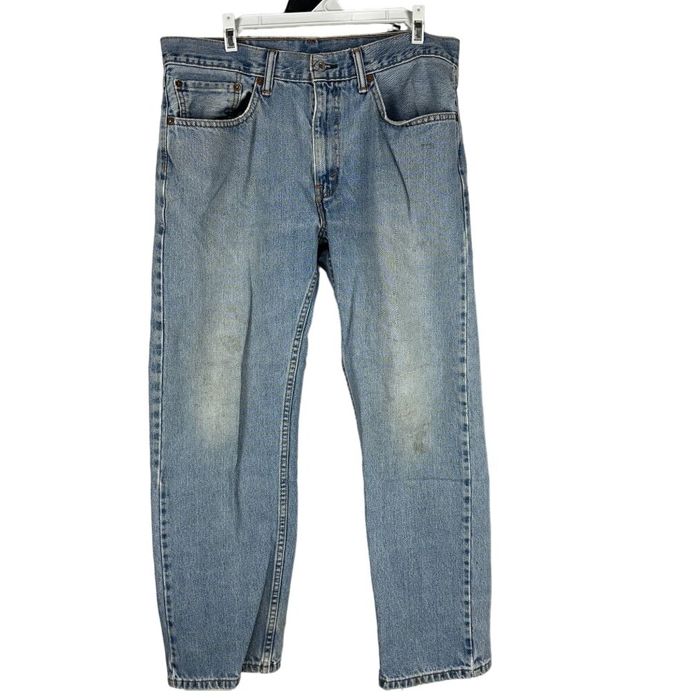 Levis 505 Mens Jeans Size 34x29 Light Wash Distressed Vintage Denim